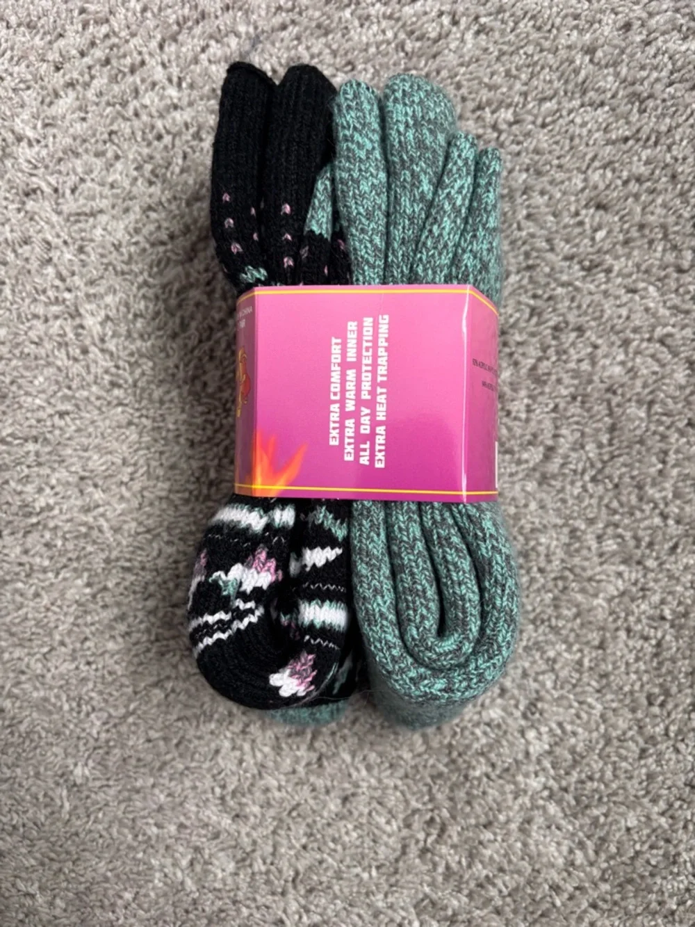 Mudd Black Casual Socks with Mint & Pink Accents